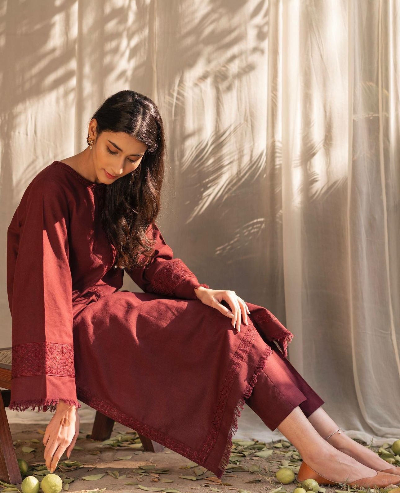 Deep Maroon – 2-Piece Khaddar Suit