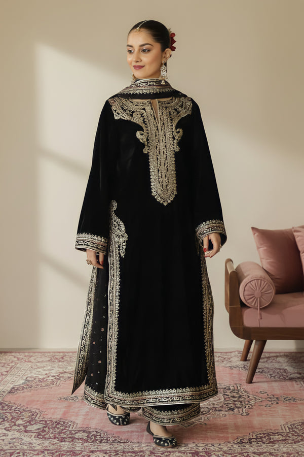 Black Majesty | 3 piece Embroidered Luxury Pret For Women