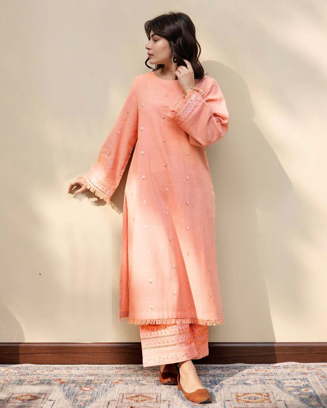 Peach Elegance  | 2-Piece Stitched Suit