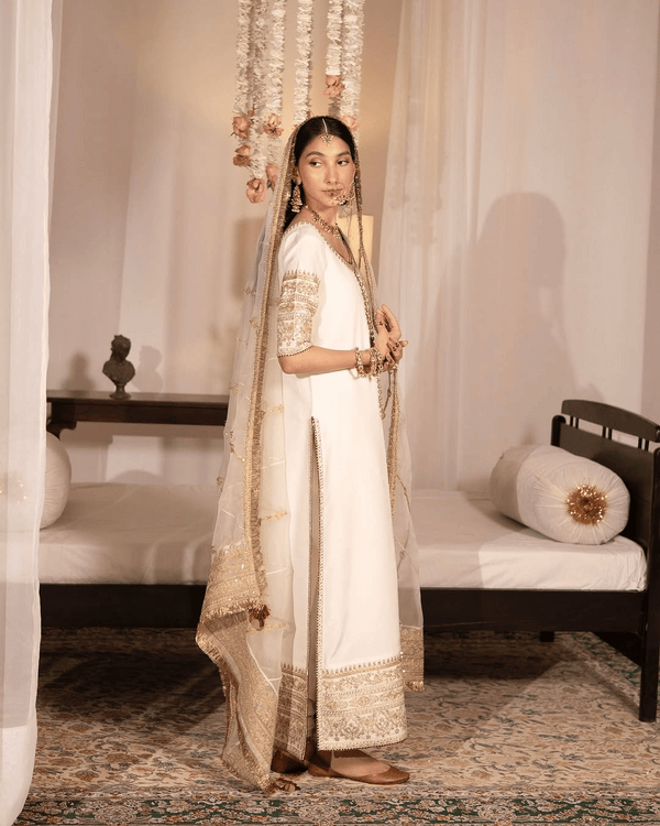 White Gold – Luxury Embroidered Suit for Women