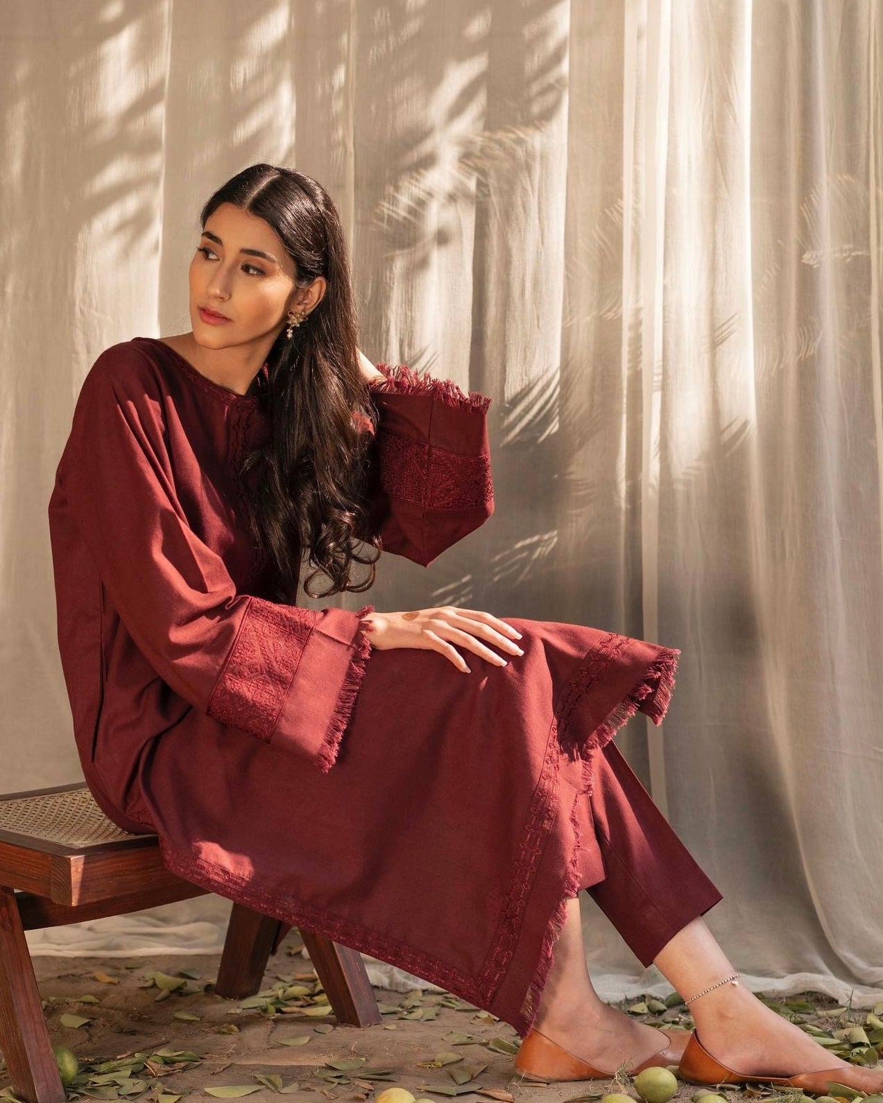 Deep Maroon – 2-Piece Khaddar Suit