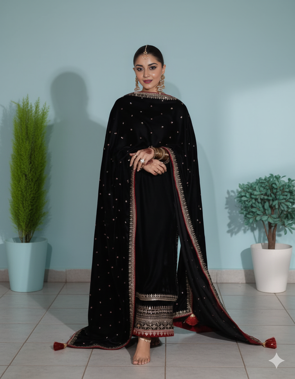 Black Desire 3 piece Embroidered Luxury Pret For Women