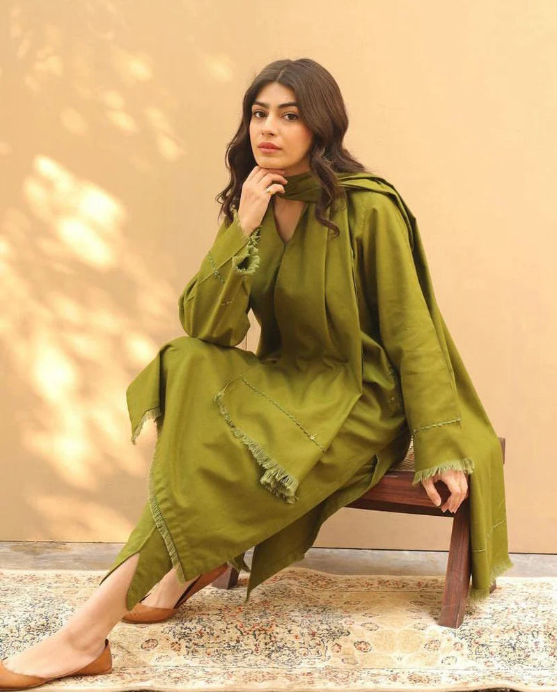 Green Elegance | 3-Piece Stitched Suit