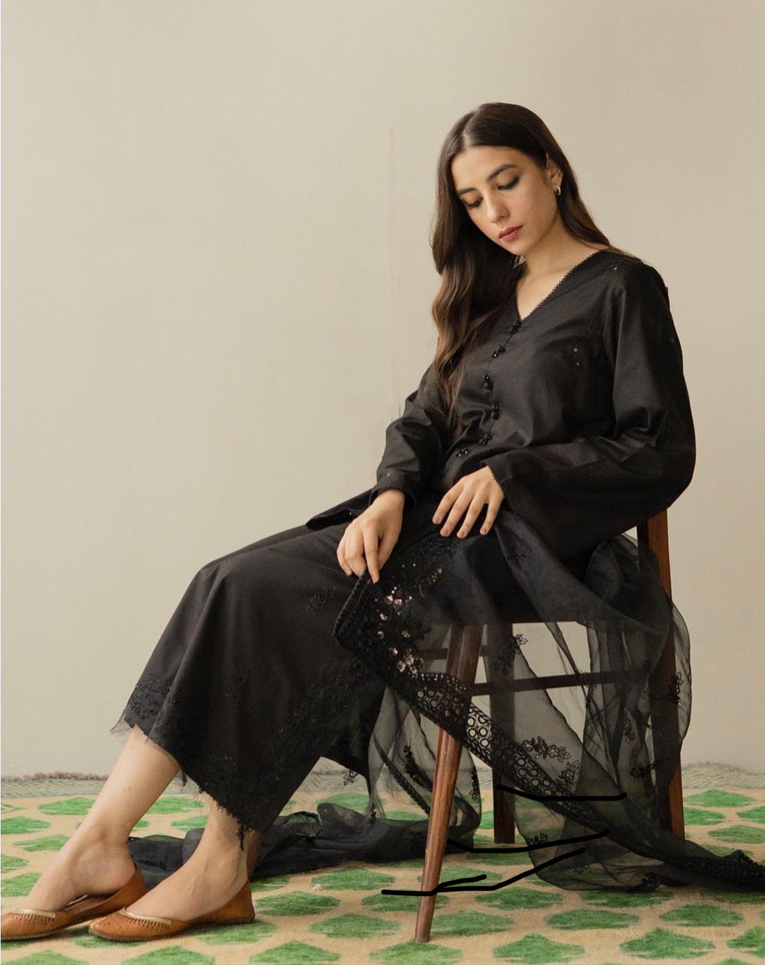 Shab Zehra /  Jet Black | Stitched- 3 Piece