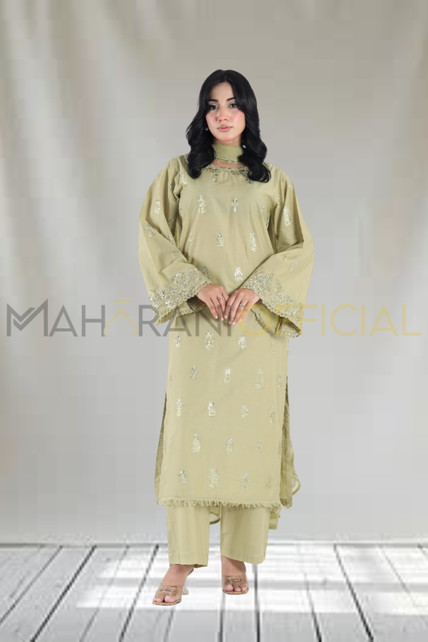 Apple Green – Stylish 3 Piece Stitched embroidered Suit for Women