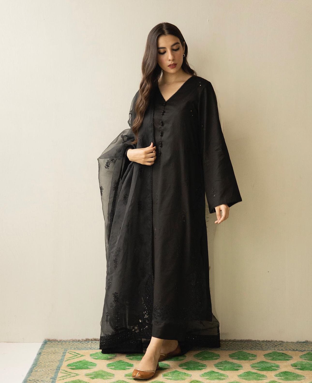 Shab Zehra /  Jet Black | Stitched- 3 Piece