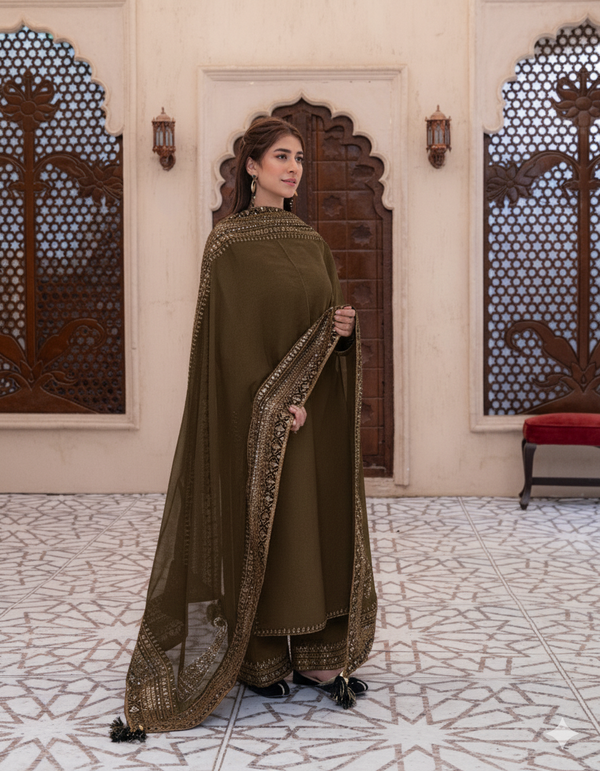 Tabacco Mystique – Luxury Embroidered Suit for Women