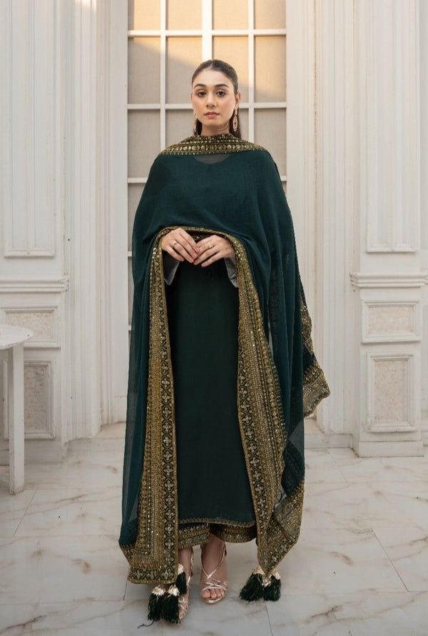 Green Mystique 3 piece Embroidered Luxury Pret For Women