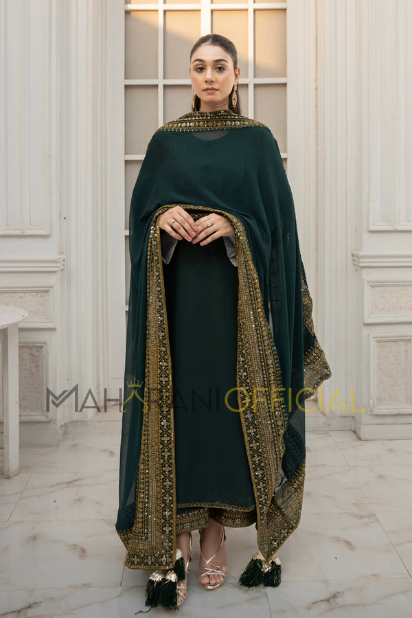 Green Mystique 3 piece Embroidered Luxury Pret For Women