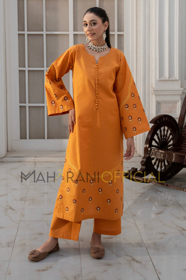 Zard bloom 2 piece Embroidered Khaddar Stitched suit