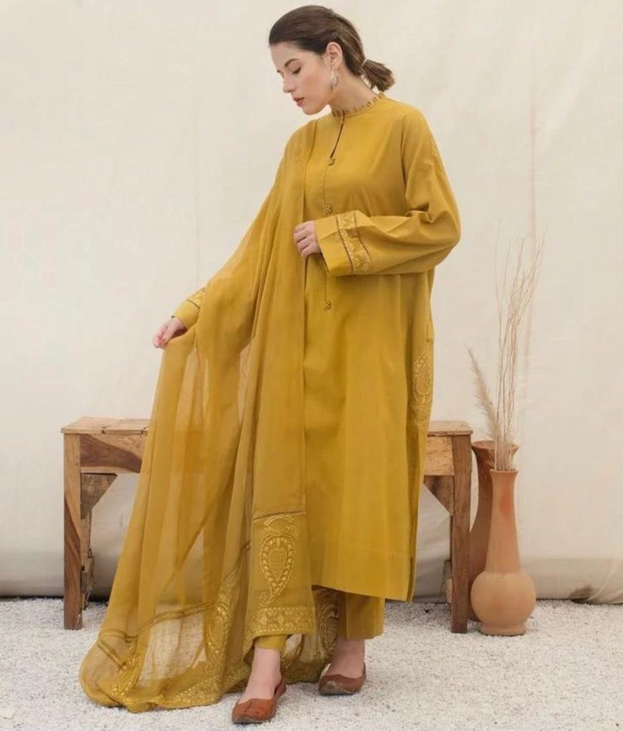 Mustard| 3-Piece Stitched Suit - MAHARANI