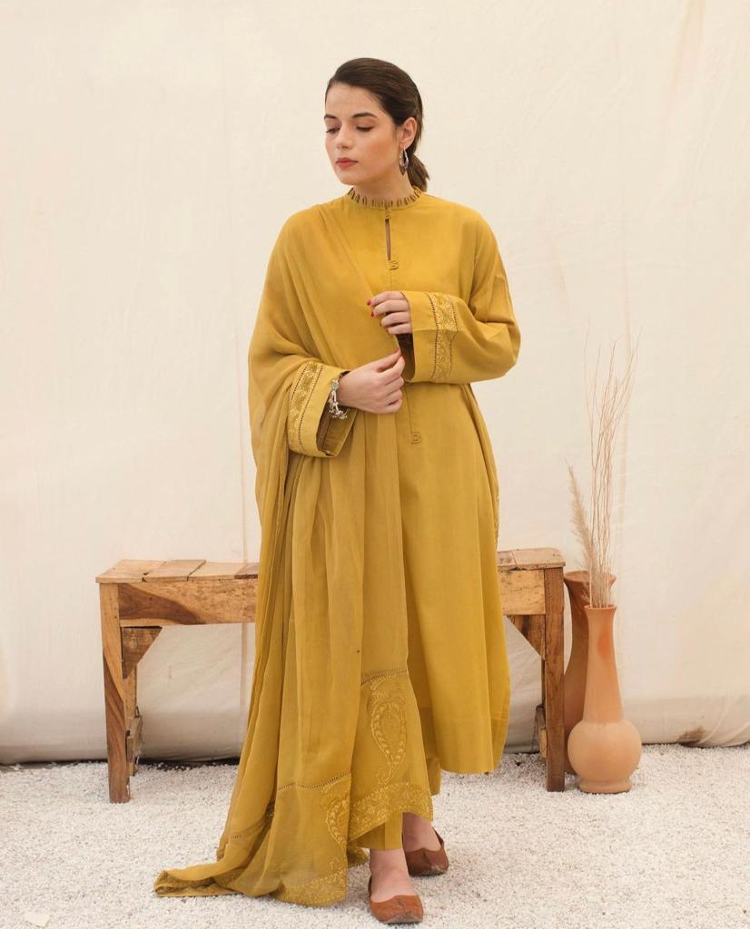 Mustard| 3-Piece Stitched Suit - MAHARANI