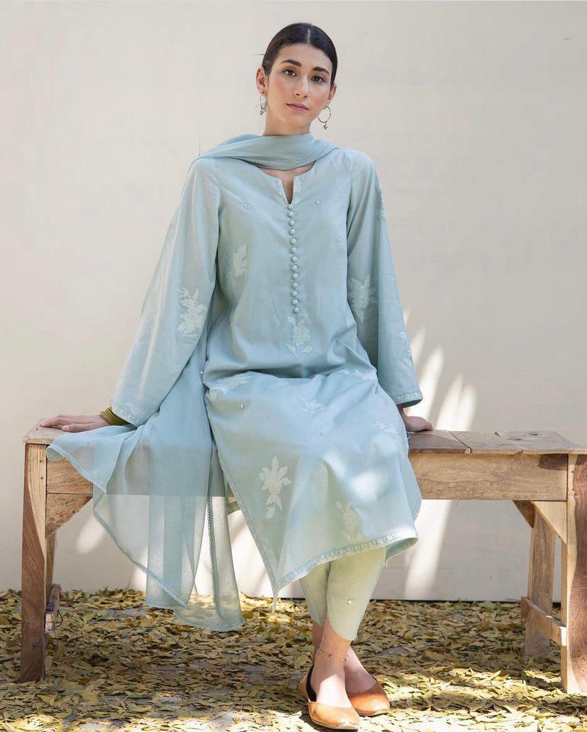 Blue Aura | 3-Piece Stitched Suit - MAHARANI