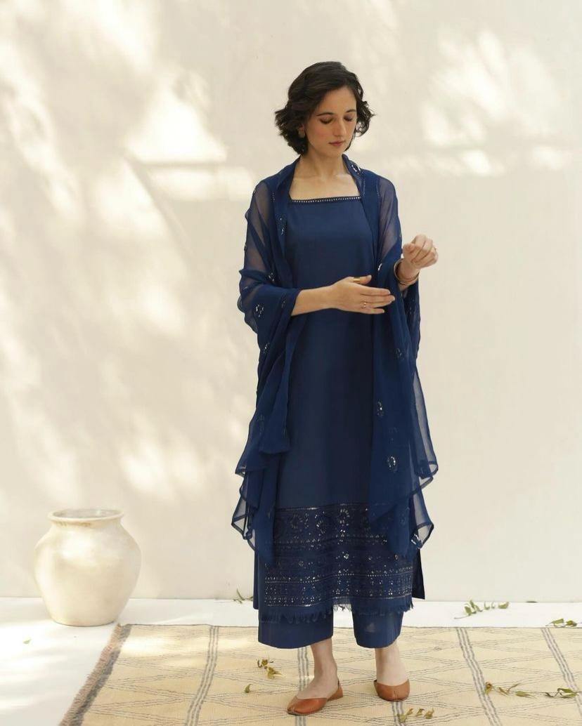 Blue | 3-Piece Stitched Suit - MAHARANI