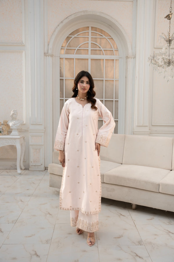 Pink Amber 2 piece Embroidered Stitched suit