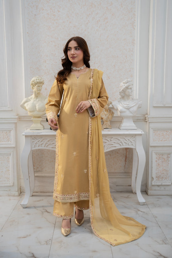 zarnish 3 piece Embroidered Stitched suit